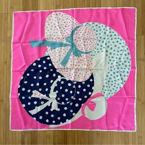 Vintage Givenchy Colorful Silk Scarf Italy 29.5 x 31.5 inch Polka Dot Sunbonnet